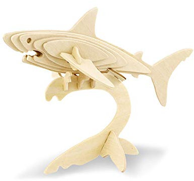 Georgie Porgy 3D Holz Puzzle Shark Modell Woodcraft Baukasten Kinder Spielzeug (JP229 Shark 18pcs)
