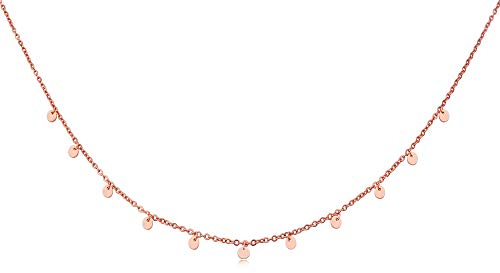 GOOD.designs ® Collier Dames - collier en acier inoxydable avec plaques rondes (chaîne 40 +5 cm) - en or, argent ou or rose (11 Pièce - Rosé)