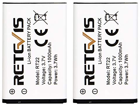 Retevis RT622 Walkie Talkie Battery Li-Ion Batteria 3.7V 1000mAh Batteria pi?lunga vita Ricetrasmittenti (2 Pezzi)