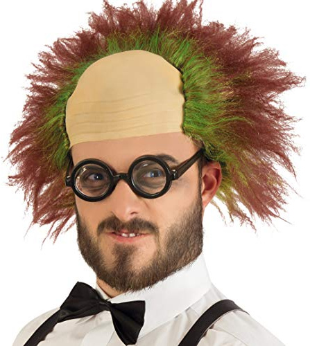 FRIES Perücke Clown mit Glatze, rot-grün
