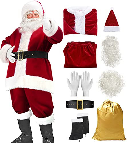 dgdgbaby Garne T Costume de Père Noël pour Homme et Femme - Rouge - Taille Unique