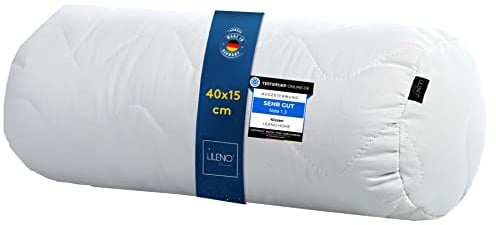 Lileno Home Cuscino cervicale 15 x 40 cm, set da 1 pezzo, cuscino per il collo trapuntato, adatto per chi soffre di allergie, cuscino a rotolo in poliestere come cuscino da divano