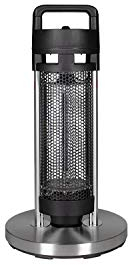 empasa tragbarer Tischheizer 'HEATY' Elektroheizer Infrarot Heizstrahler Terrassenheizer Terrassenstrahler Schwarz/Silber 1200 W, wahlweise mit Abdeckhaube