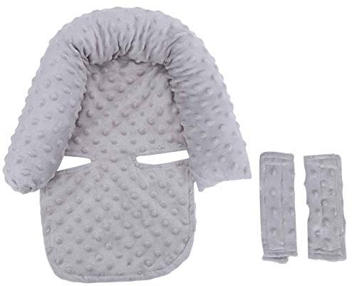 DAUERHAFT Infant Car Seat Insert Stroller Pad Seat Cushion (Gray/Light Pink) for Newborn Babies(gray, Baby headrest)