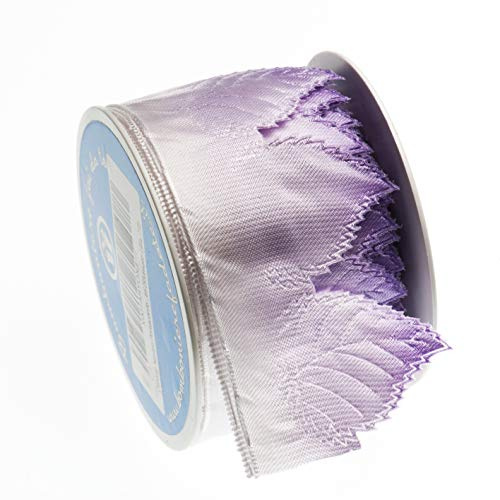 Nastro Portaconfetti Micol, Organza e Gros grain, Videoistruzioni, Made in Italy, rotolo 7 metri (Sfumato lilla, 7.0)