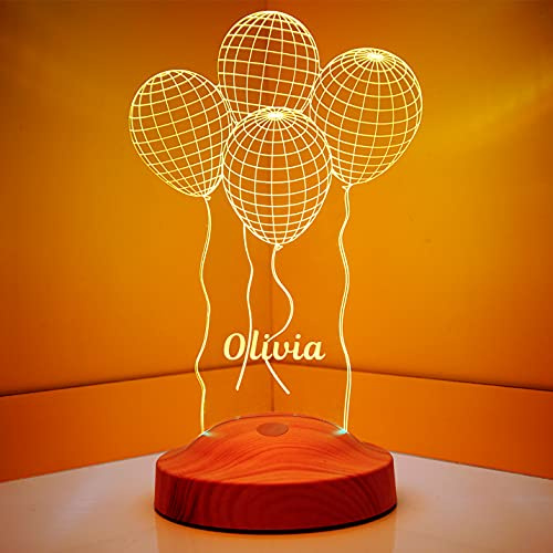 Geschenkelampe Personalisierte Geschenke mit Gravur Ballon 3D Led Lampe Wunschtext Schlummerlicht Farbwechsel Dekor Lampe
