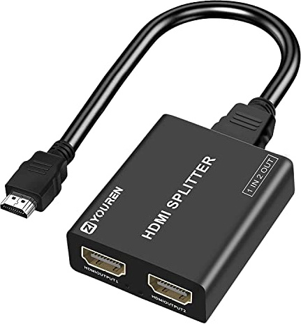 HDMI Splitter 1 in 2 Out - 4K@30Hz HDMI Splitter for Full HD 1080P 3D (1 Source to 2 Displays)