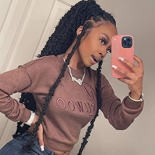 ZRQ Lot de 6 paquets d'extensions de cheveux synthétiques doux pré-bouclés au crochet - 76,2 cm - Légères et longues - Motif papillon - 1B#