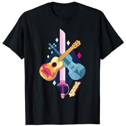 Steven Universe Rose Quartz Swords and Guitars Maglietta