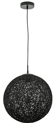 Licht-Erlebnisse Pendelleuchte Kugel Schirm Schwarz rund 40 cm Geflecht Modern E27 Metall Hängelampe Esstisch Wohnzimmer
