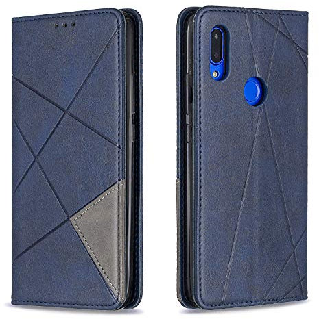 Posanter Funda para Xiaomi Redmi 7, PU Cuero Flip Carcasa Fundas Móvil de Tapa Libro con Cierre Magnético, Tarjetero y Suporte, Capa Plegable Cartera, Flip Phone Cover Case (Azul)
