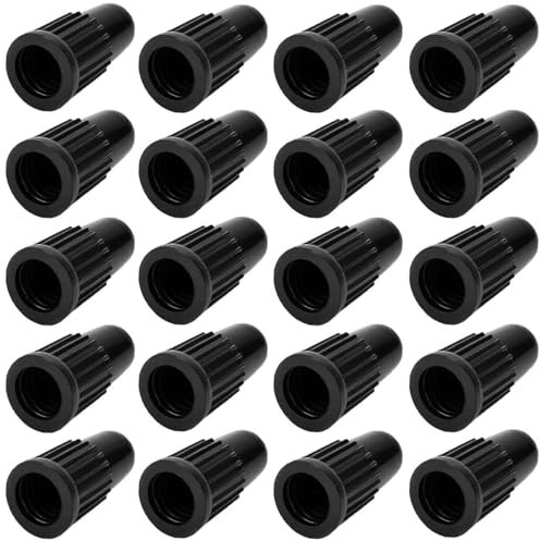 Schwarze Presta-Ventilkappen, Kunststoff, schlauchlose Reifenkappen, Luftstaubkappen, verwendet auf französischen Presta-Ventilen für MTB, Mountainbike, Rennrad, Fahrrad (20 Stück)