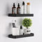 HANFU Estanteria Baño, Estante Ducha Sin Taladro de Estanteria Ducha Aluminio y Bandeja Rectangular de Vidrio, Ducha Cesta Autoadhesivo Montado Pared Organizador Estantería Baño 30cm 2 Piezas, Negro