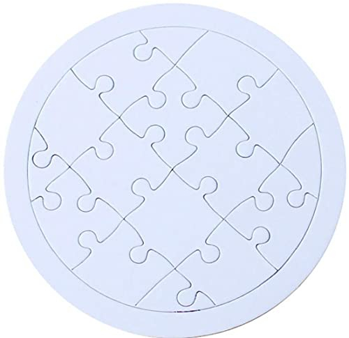 Vepoty White Blank Puzzle DIY Round Blank Puzzle Kinder Malen Coloring Puzzle Pieces Board für DIY School Project