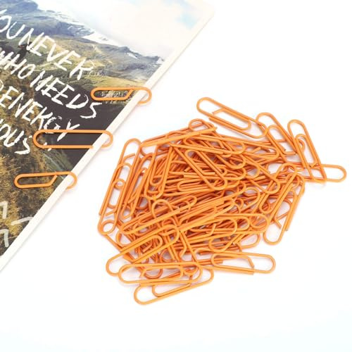 Büroklammern, 180 Stück, orange, 2,9 x 0,8 cm, Büroklammern, Lesezeichen, niedliche Büroklammern, kleine Büroklammern für das Organisieren von Papierordnern im Büro, Schule