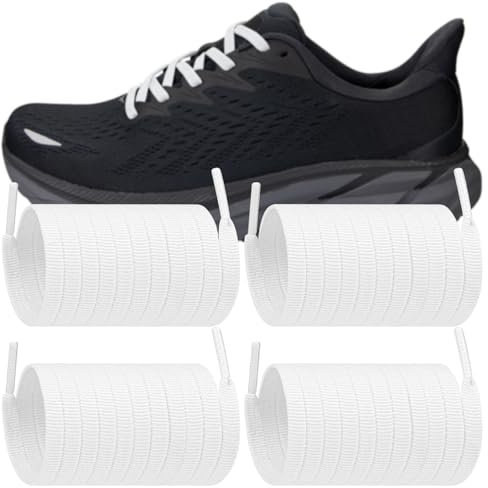 Endoto 2 Pairs Shoelaces for HOKA ONE ONE Flat Shoe Laces Replacement Running Sneakers Shoes Strings(Color:White,Size:45Inch)