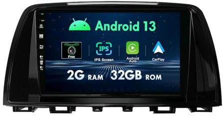 9 Zoll Android 14 Autoradio Für Mazda 6 GJ Atenza 2012-2017-[2G+32G]-Rückfahrkamera- Unterstützung GPS/WLAN/BT5.0/SWC/Carplay/DAB/RDS/FM
