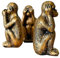 Wanwanzi Statue-Set mit 3 weisen Affen – Hören Sie kein Böses sehen Sie kein Evil Speak No Evil – Harz-Affenfiguren für Büro und Heimdekoration – unvergessliche Geschenkoption – Bronzebeschichtung