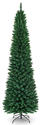 KOMFOTTEU Albero di Natale artificiale 240 cm, albero di Natale con supporto in metallo, con 1000 punte di ramo, aghi di pino in PVC, per casa, negozi, ufficio (240 cm)