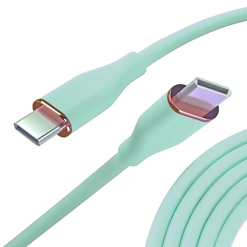 Nolhel Cavo USB Type-C Ricarica Rapida 60w, Cavo USB C USB C da 1m Colorato in Silicone Resistente, Cavetto Cellulare Tipo C Compatibile con Macbook e Smartphone (Verde Acqua, 1 m)