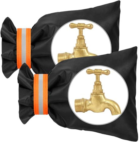 Vicloon Protezione Rubinetto Giardino, 2Pcs Copertura per Rubinetto, Copri Rubinetto Antigelo Impermeabile, Copertura Esterna per Rubinetto per Antigelo Protezione Invernale Universale (Arancio Nero)