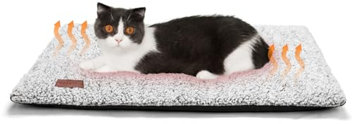 Mora Pets Selbstheizende Katzendecke Heizdecke für Katze Hunde Wärmedecke Selbstwärmend Decke Katze Heizmatte Geräuschlos Wärmekissen Waschbar Katzenbett Flauschig und Weich 74 x 48 cm