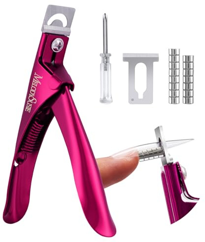 MelodySusie Acrylic Nail Clippers with 15pcs Magnet Sizers, Professional Nail Clippers Cutters for Long Acrylic Gel Nails Tips, Adjustable Stainless Nail Trimmer, Manicure Tool for Salon Home, Plum
