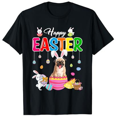 Osterhase Mops innen Schokoladeneierkorb T-Shirt