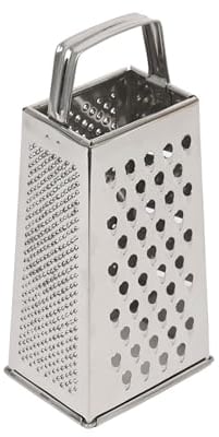 Argon Tableware Stainless Steel Box Grater - Large Four-Sided Assorted Kitchen Hand Held Cheese Grater Vegetable Carrot Food Slicer Zester Peeler Perfect for Grating, Shredding, Peeling