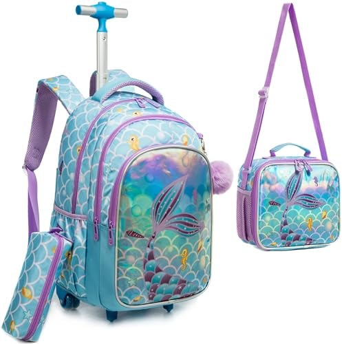 HTgroce Schulranzen mit Rollen f체r M채dchen, Kinderrucksack mit Rollen Trolley Schulrucksack f체r und M채dchen,Schultrolley Rucks채cke Kinder Schulrucksack Schultasche mit Rollen