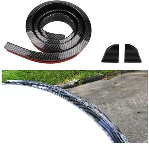 Goviox Auto Heckspoiler, 1,5 M/4.9ft Universal Heckspoiler Auto Gummi Hintere Kofferraumspoiler, Autodach Spoiler Lippe Streifen, Spoiler Aufkleber für Viele Fahrzeuge (4.5CM Kohlefaser)