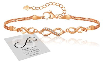 GEMAURA Infinity Armband Silber 925 Damen Mit Zirkonia, Verstellbares Gold Herz Unendlichkeitszeichen Freundschaftsarmband, Schmuck Geschenke Für Frauen
