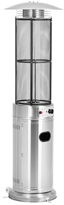 Uniprodo UNI_GPH_04 Chauffage extérieur gaz - 11 kW - hauteur 182 cm - inox Chauffage terrasse gaz Chauffe terrasse gaz Chauffage de terrasse Chauffage radiant au gaz