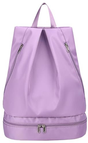 Wasserdicht Turnbeutel Faltbar Sportbeutel Wasserabweisend - Violett Sport Rucksäcke mit Schuhfach Große Kapazität Sportrucksack mit Bodenfach für Junior - JSB10320
