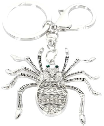 CONGARTENO Kreativer Silber Strass Schlüsselanhänger Spinnen Zinklegierung mit Taschenanhänger für Alltag und Besondere Anlässe