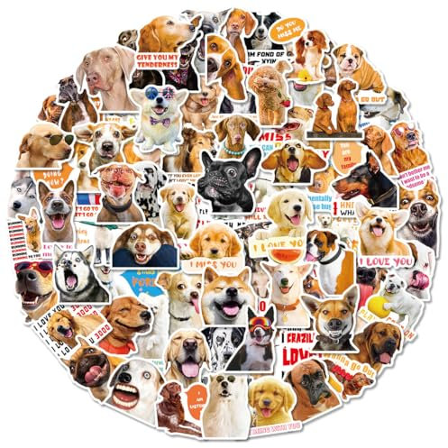 100 PCS Sticker, lustiges Hunde-Aufkleber-Set, niedliche Hunde-Aufkleber, wasserfeste Vinyl-Aufkleber, ästhetische Aufkleber für Katzenliebhaber (Hundeform)