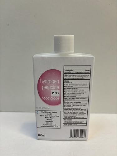 Hydrogen Peroxide 11.9% Pure Food Grade Multi Surface Cleaner Sanitiser and Disinfectant – Additive free Premium Aseptic Sanitizing Solution for Home and Business Use -100ML