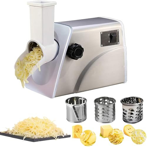 Professional Rotary Cheese Shredder Machine, 300W Commercial Cheese Shredder Machine, 180r/min Multifunction Rotary Cheese Grater for Fruit, Vegetables, Nuts Chocolate