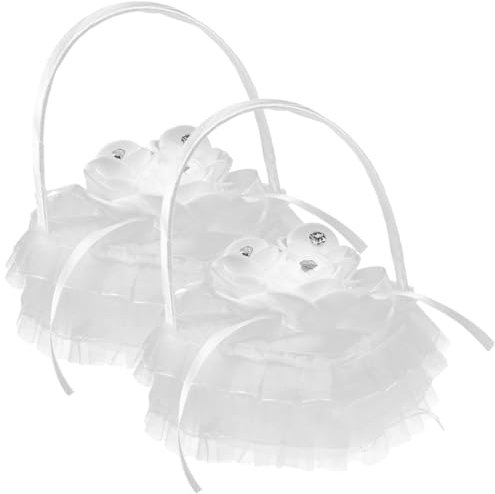 BESTOYARD 2St Ringkissen aus Spitze dekorative Kissen Spitzenringträger Ringhalter Hochzeitsringkissen Hochzeitsdeko Ringkissen Verlobungsringkissen Ringetui für die Hochzeit Satin- Weiß