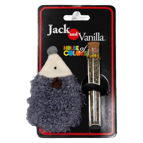 JACK AND VANILLA, Jouet interactif pour Chat en Forme de hérisson avec Herbe à Chat Rechargeable, 10 cm, Couleur Gris, Stimule l'instinct de Chasse et Offre Un Jeu engageant, Modèle Jouet