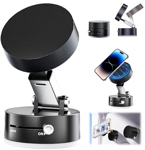 71Nmly Magnetic Phone Holder,Vacuum Magnetic Suction Phone Holder,Supporto Per Telefono Da Auto A Ventosa A Vuoto,Porta Cellulare Auto,Vuoto Ventosa Magnetica Pieghevole Girevole Stand Rotazione