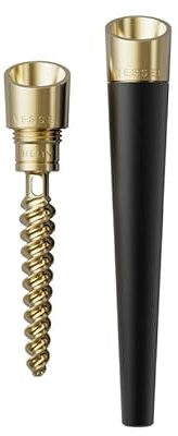 Vessel One Hitter Cone aus Messing - 0,3-0,4g, Doppel-Helix für optimales Filtern, Kühlen - Dry Herb, Kräuter, Rauchen, Vape, Pur Pfeife, Tabakwaren (Schwarz)