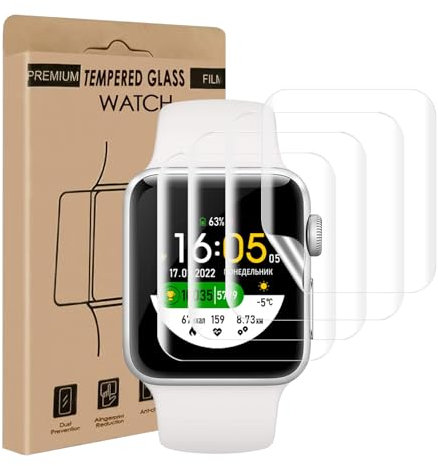 Cable Leader 4 Stück Schutzfolie für Panzerglas für Apple Watch Series 4/5/6/se/se2 (40mm), Weiches TPU Schutzglas, Sensitive Touch, Anti Kratzer, HD-Klar Apple Watch 40mm Displayschutz