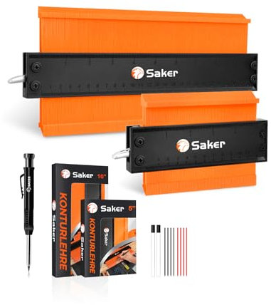 Saker Konturenlehre Kontur 25+12cm Set, Weihnachtsgeschenke für Vater Männer Handwerker, Holzschreiber, Präzise Mess- und Markierungswerkzeuge für DIY, Tischlerei und Bauarbeiten