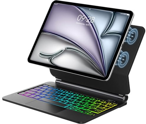 Tastiera iPad Air 11 (2025/2024)/Air 5/4 generazione/Pro 11 (4-1) generazione/, Cover Tastiera Italiano QWERTY con Magnetico Trackpad Muti-Touch,7 Colori Retroilluminazione, Layout italiano, Nero
