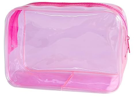 TotePrint Transparente PVC-Kulturbeutel in 1 leuchtenden Farben, große Kapazität (Hell rosa.)