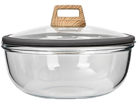 Ciotole in Vetro con Coperchio, Ciotola da Cucina 30 cm, Ciotole per Antipasti, Coperchio con bordi in silicone, ermetico, Adatto al Forno, Adatto al Microonde