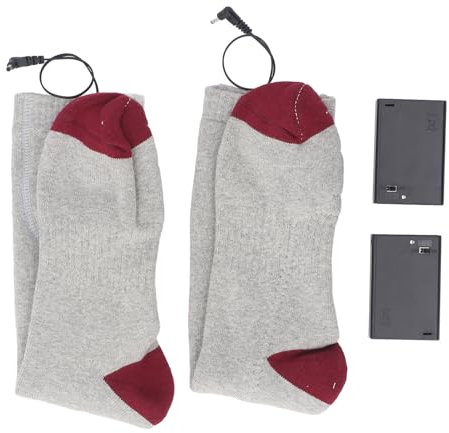 Heated Electric Socks Battery Powered Comfortable Cotton Socks for Winter Camping Skiing Hiking One Size (Gray)