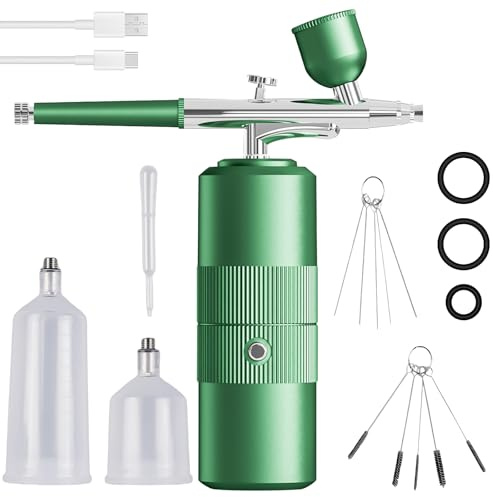 Set aerografo con compressore, aerografo portatile e senza fili, aerografo multifunzione portatile, per design delle unghie, decorazione di torte, trucco, colorazione modelli, modellazione tatuaggi
