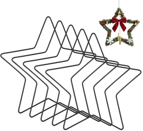 5 Stück Metallringe zum Basteln, Schwarz Metallring Stern, Metallsterne zum Basteln, Metallring 20 cm für Dekoringe zum Hängen, Traumfänger Ringe, Hochzeitskränzen, Bastelarbeiten